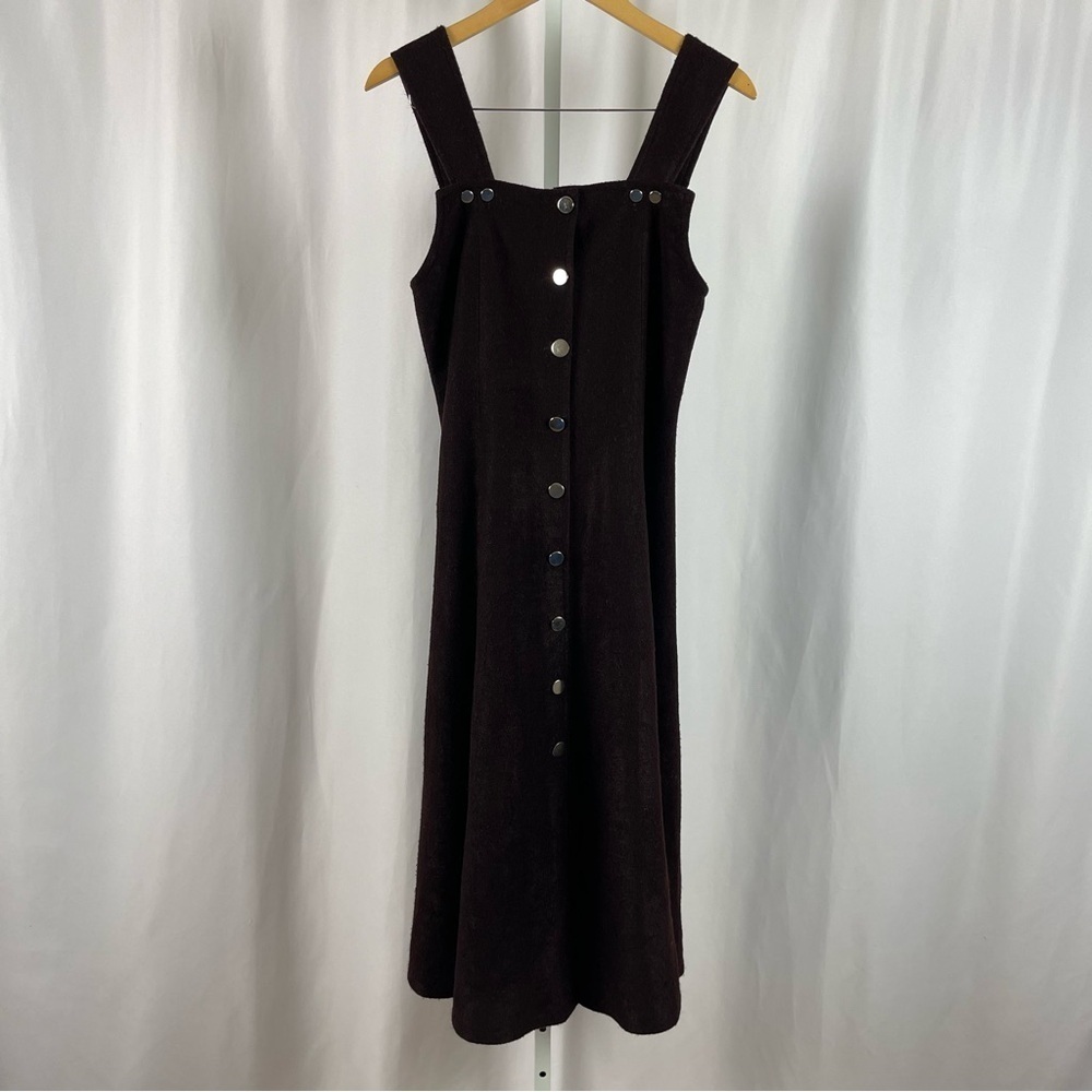 Cheryl Creations Wool Retro Chocolate Brown Overall Jumper Dress Boho Winter